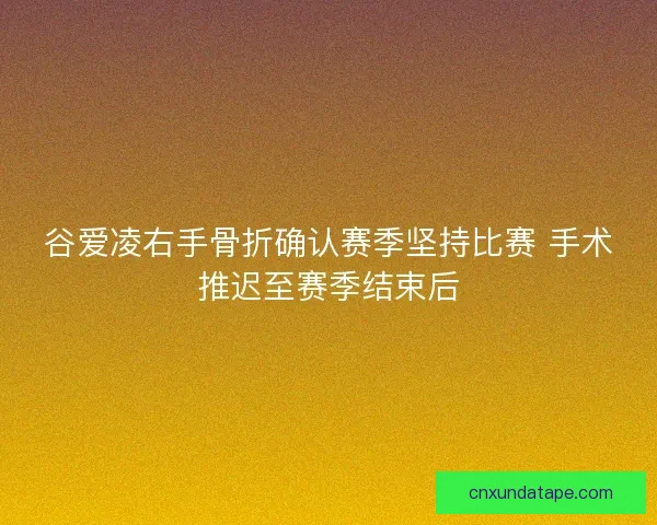 谷爱凌右手骨折确认赛季坚持比赛 手术推迟至赛季结束后