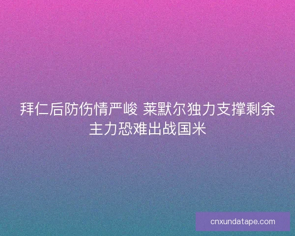 拜仁后防伤情严峻 莱默尔独力支撑剩余主力恐难出战国米