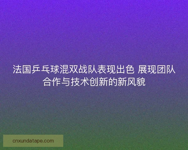 法国乒乓球混双战队表现出色 展现团队合作与技术创新的新风貌