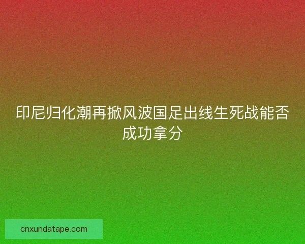 印尼归化潮再掀风波国足出线生死战能否成功拿分